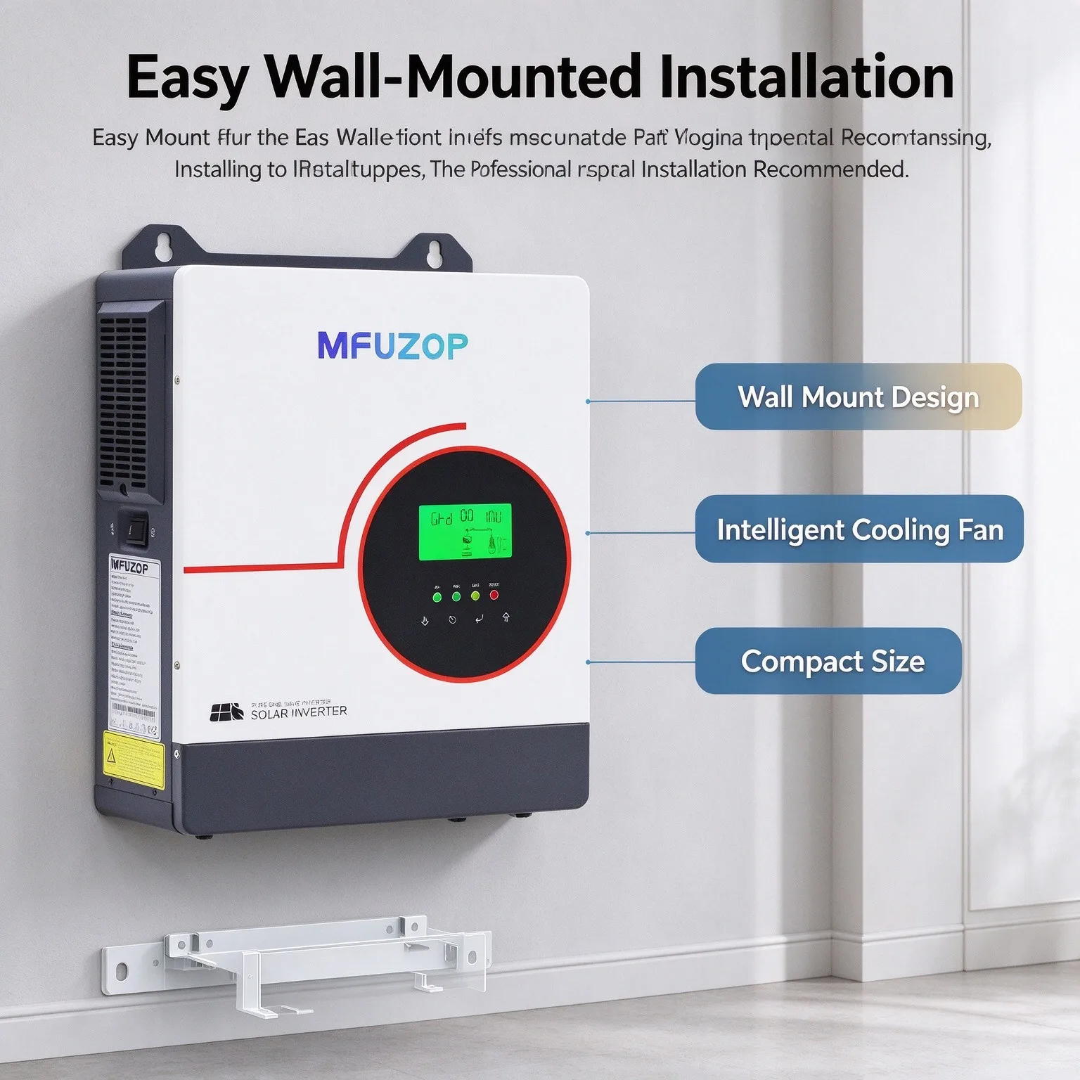 MFUZOP  MF-1218U 2500W PV Input 1800W Output Hybrid Solar Inverter 120VAC 60Hz Pure Sine Wave Off-Grid Inverter Built-in MPPT Solar Charge Controller for Home Cabin RV