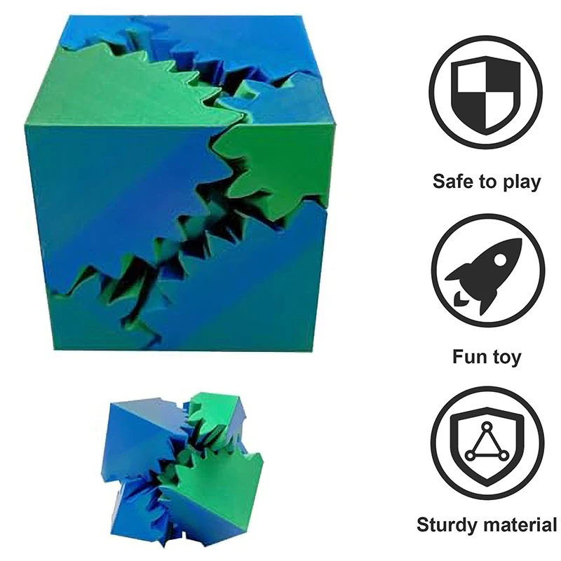 Boule Rotative ou Cube à Engrener Imprimée en 3D, Jouet Fidget, Souligné et Anlande, Relaxant, Cadeau pour Enfant