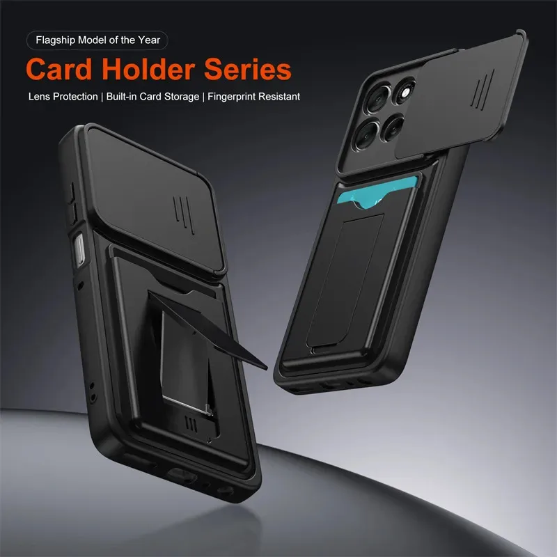 Skinlee Phone Case For Moto Signature 5G Case Silicone card holder shell For Moto Signature 5G Window with lens protection Shell