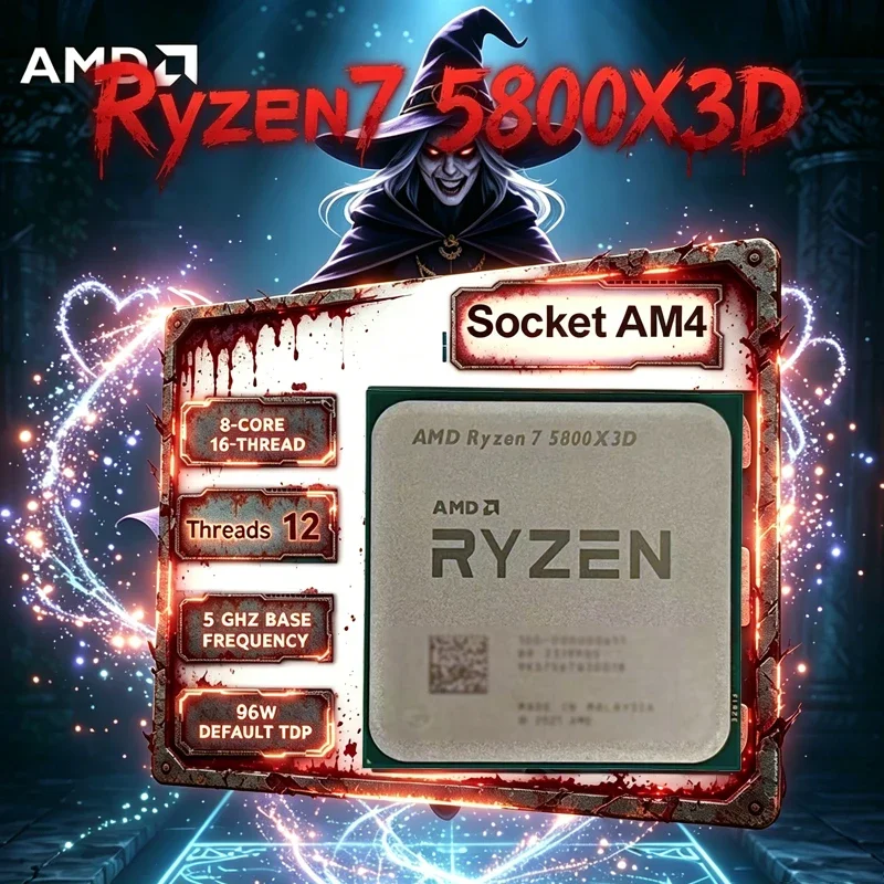 

AMD Ryzen 7 5800X3D R7 5800X3D Zen3 Vermeer 7nm 8C16T 3.4-4.5GHz 96MB 3D V-Cache CPU DDR4 PCIe4.0 AM4 Loose Tray No Cooler