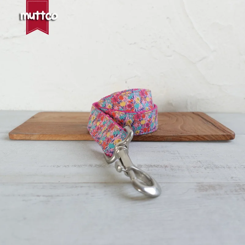 

MUTTCO unique design fashionable handmade dog leash and pet dog ID tag collar COLORFUL TULIPS dog leash 5 sizes UDL121