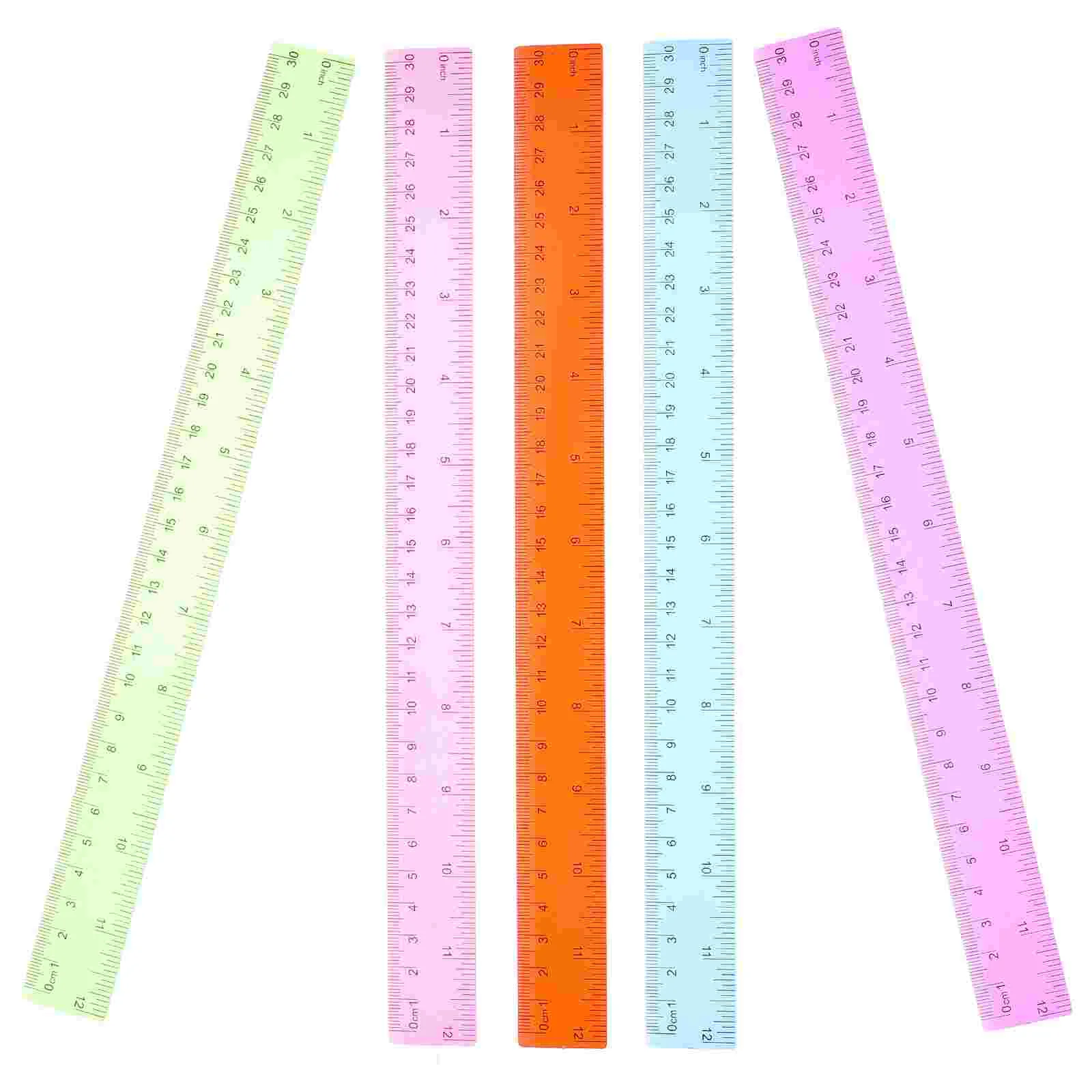 5 Pcs Creative Plastic Ruler Reusable Drawing Rulers for Classroom Students Colored Multi-function Straight Portable Painting