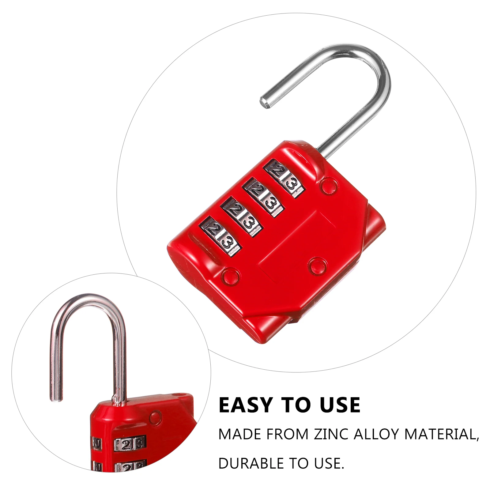 

Door Lock Small Password Padlock Suitcase Safe Red Zinc Alloy Journey Suitcases