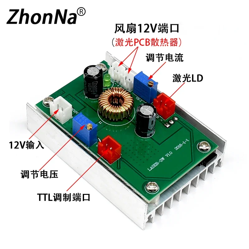 1PCGreen520nm1000 Light Beam Laser Light Adjustable Focus Highwa Long distance irradiationWarning  Laser Module With TTL Control