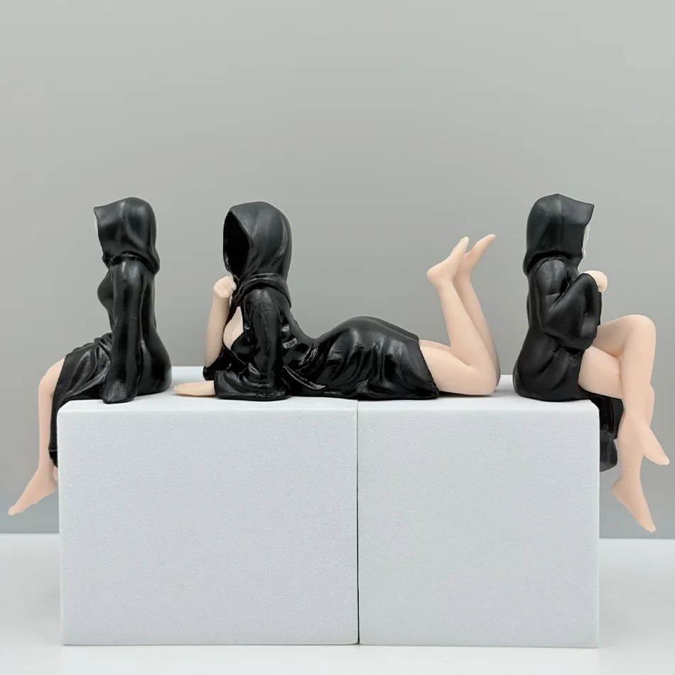NEW Mysterious Statue Gothic Black Robe Queen Figure Bookshelf Sculpture Spooky Sitting Statues Desktop Ornaments Gifts Sexy 3d
