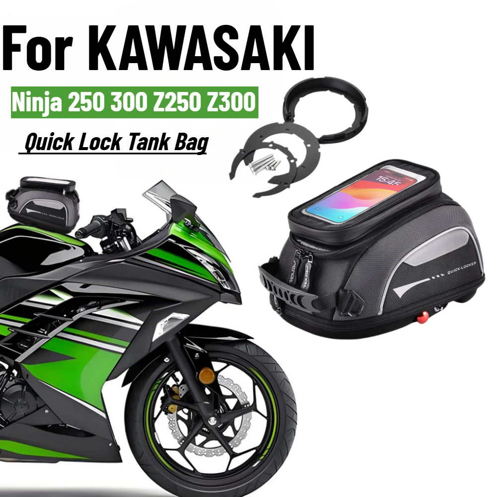 Tank Bag For KAWASAKI Ninja 250 BX/EX250 Z250 Z250SL Z300 250SL ER300 Motorcycle Luggage Rotation Locked Top Case Saddle Bags