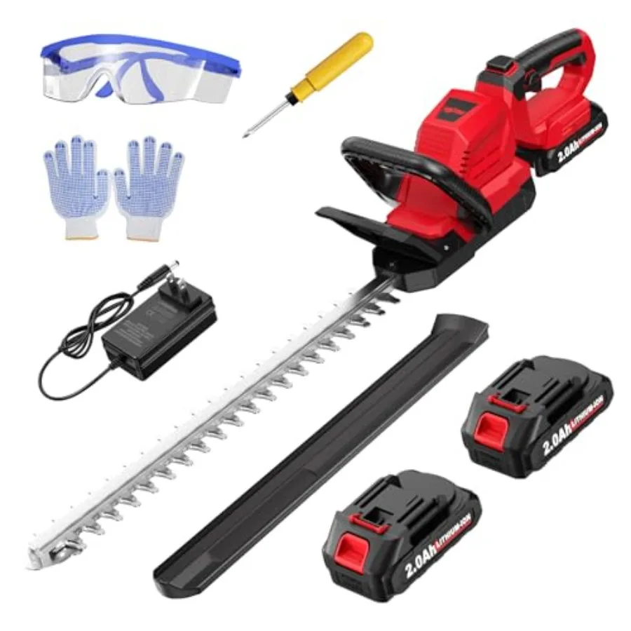 

Аккумуляторный кусторез 20 дюймов, электрический триммер для живой изгороди с 2 аккумуляторами 2.0 Ач, 21В, ручной, легкий, для стрижки травы B