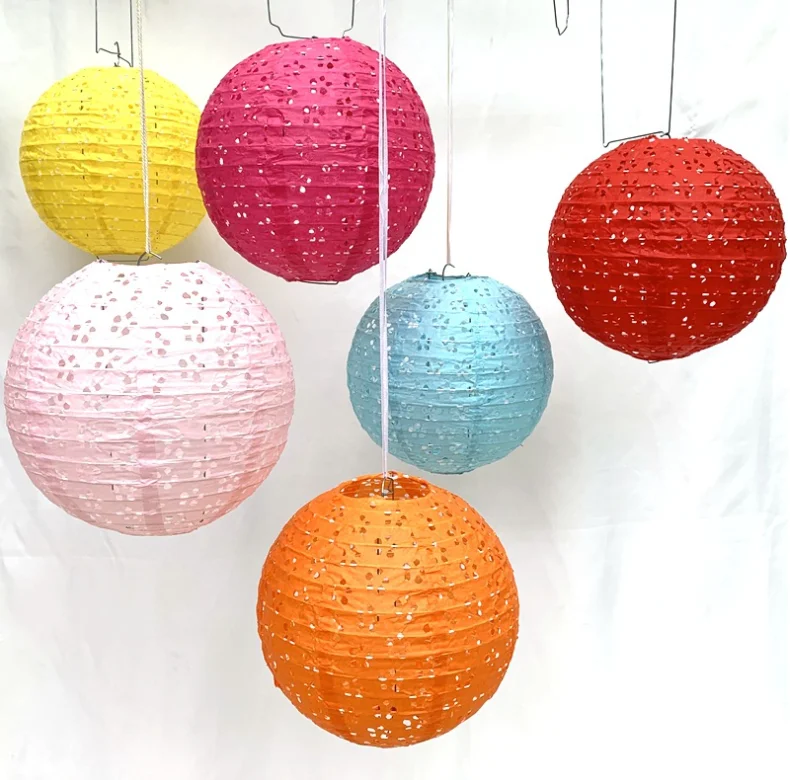 Children's Day Paper Lantern Festival Party Birthday Decoration Folding Round Hollow Paper Lantern 20pcs