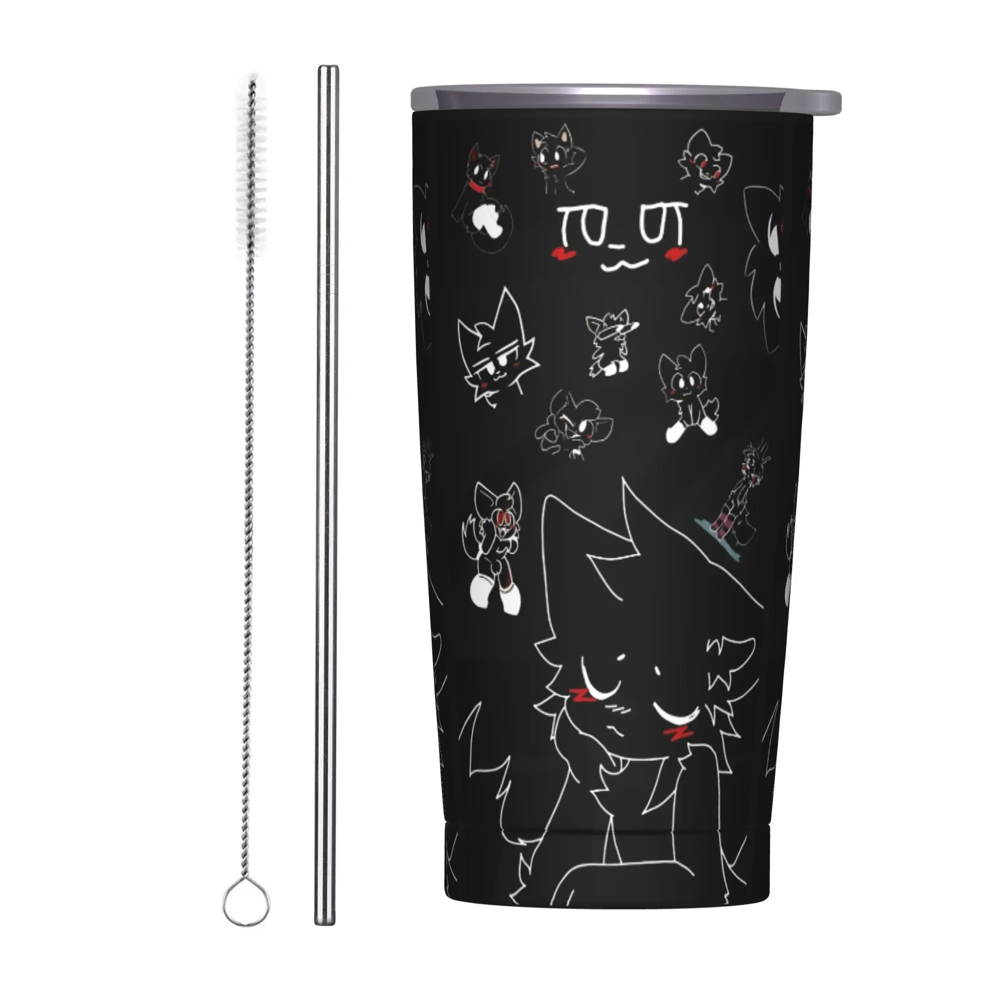 Boykissers Silly Insulated Tumbler with Straws Lid Cat Vacuum Thermal Mug Outdoor Travel Water Bottle Cups, 20oz