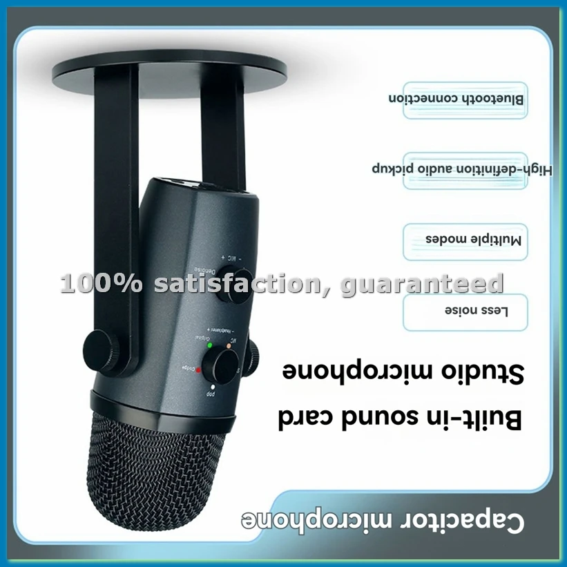 USB Bluetooth Microphone Condenser Mic with Quick Mute, Plug & Play Cardioid Pickup for Recording Streaming Podcasting-A56M