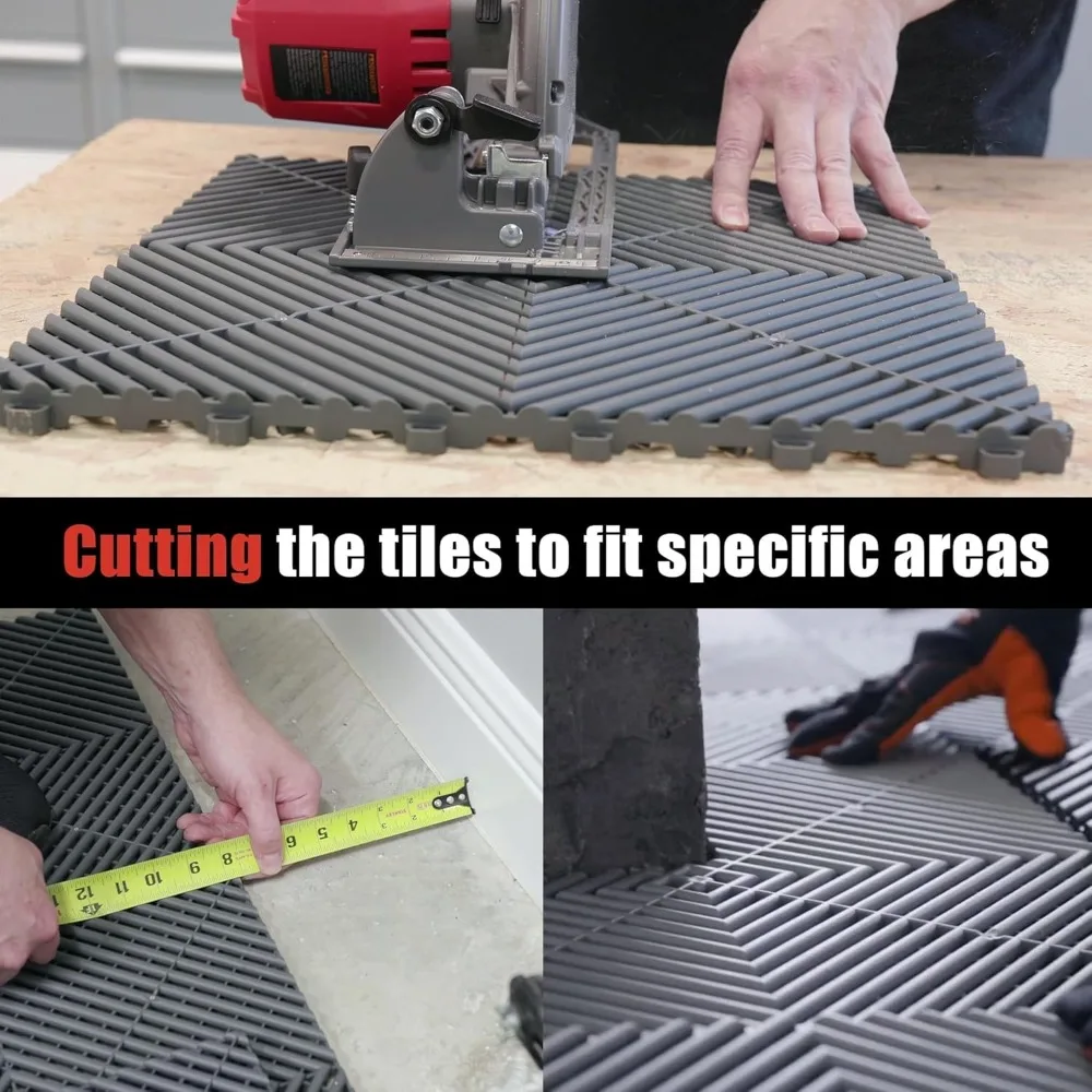 Non-Slip Plastic Interlocking Garage Tiles for Flooring, 25 Pieces, 15.7x15.7 inches, Ideal for Garage Organization and Storage
