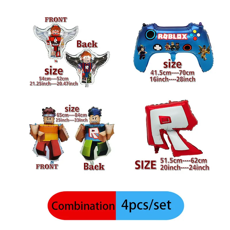 Roblox Aluminiumfolienballon-Kombination: Themen-Geburtstagsdeko, Ballon-Fest-Szenen-Layout, Party-Verzierungszubehör