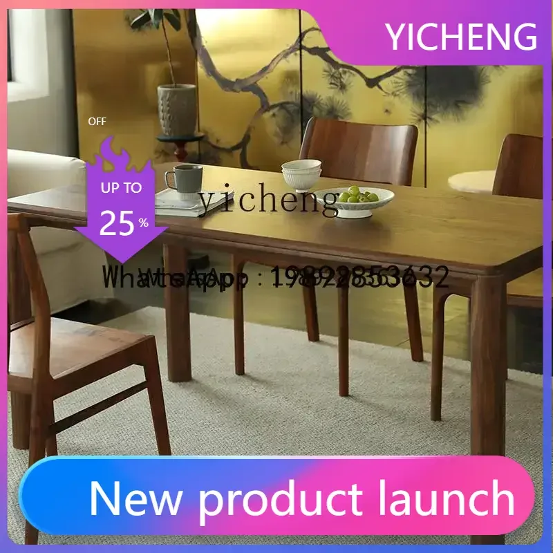 black walnut dining table simple pure solid wood large board table  desk log table