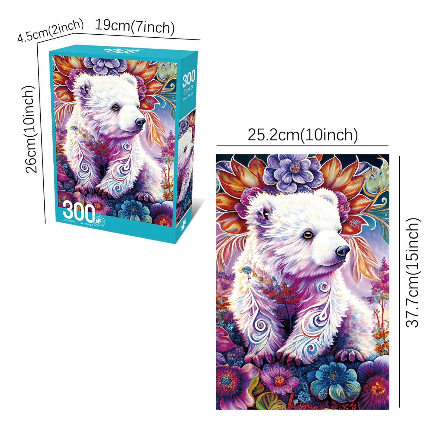 Jigsaw Puzzles for Adults/Kids 300 Pieces Colored Mane Bear Jigsaw Puzzles Families Games Toy for Home Art Decor Puzzles