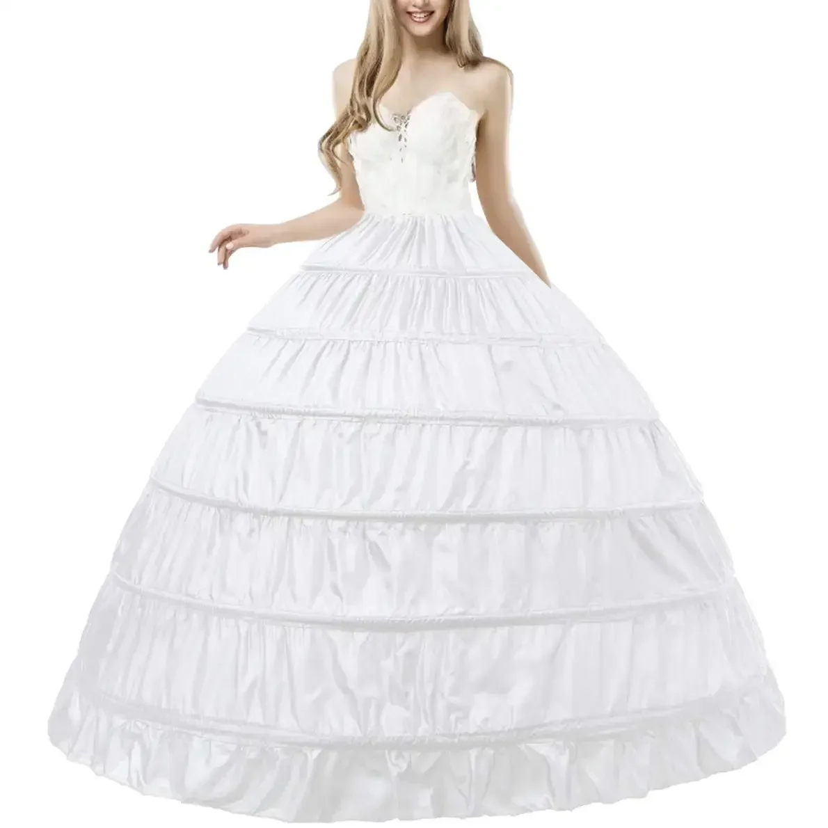 

Свадебное платье трапециевидной формы с 6 обручами, нижняя юбка-комбинация для женщин, женские полукомбинации длиной до пола, платья, нижняя юбка для свадебного бала