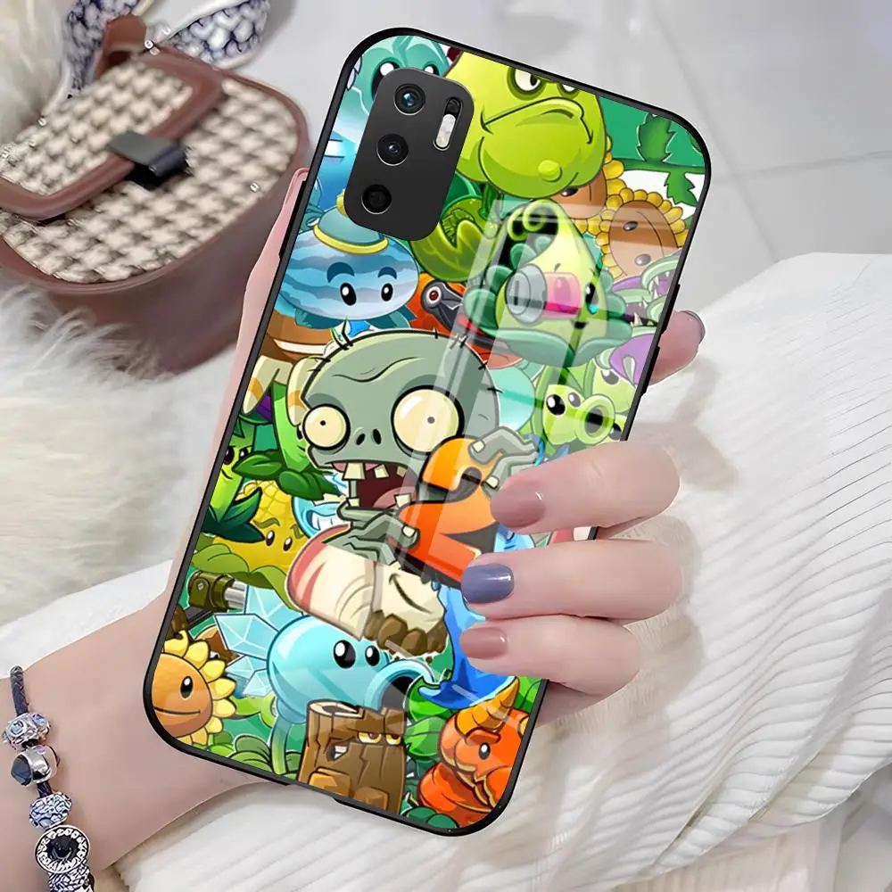 Чехол для телефона P-Plants Vs Zombies для Xiaomi 15u 14 12 Pro 13 Lite 11t Redmi Note 15pro 14 13 12 11s, стеклянный чехол