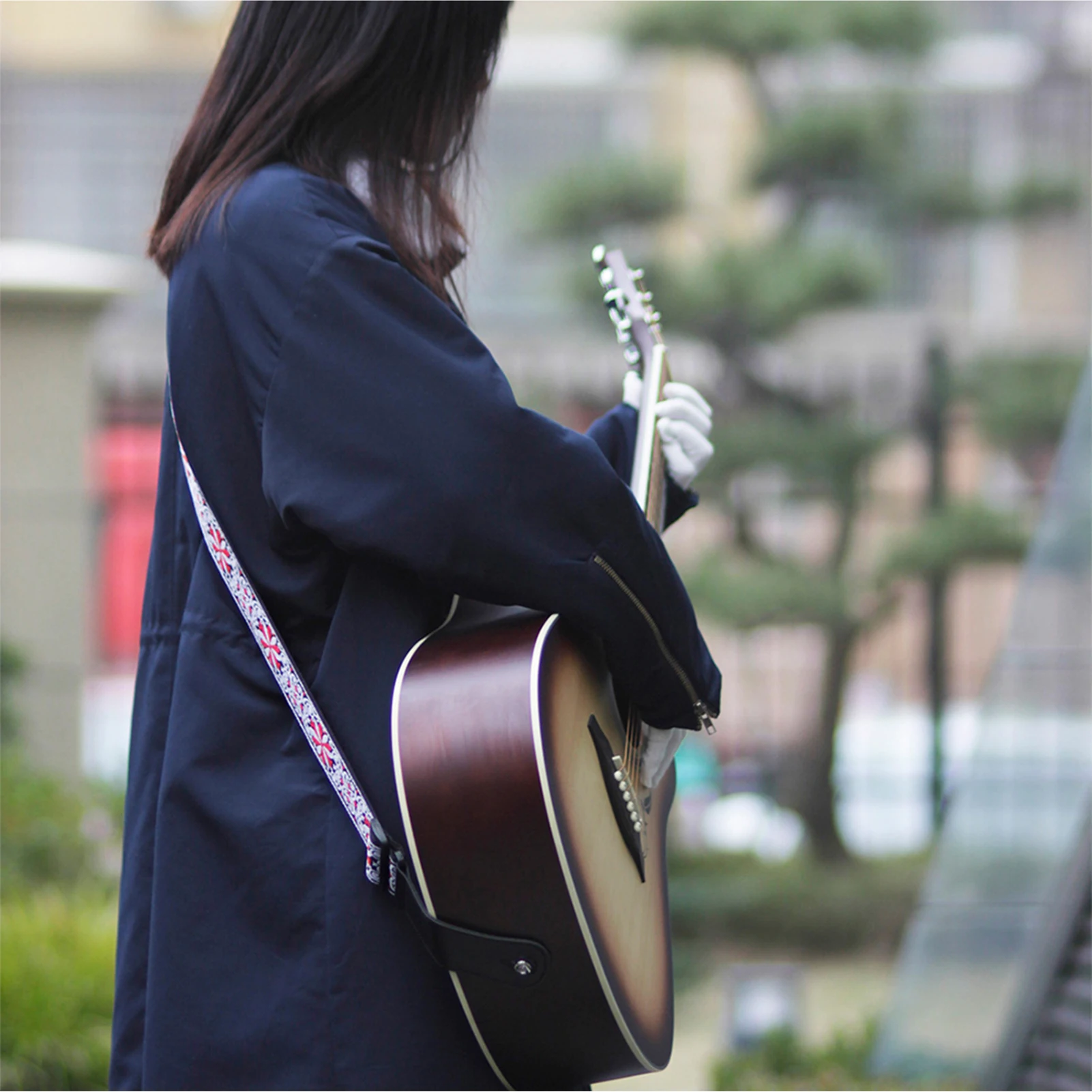 GS-02 حزام الغيتار قابل للتعديل التطريز الغيتار الأشرطة للقيثارات الكهربائية الصوتية باس الملحقات اضافية طويلة حزام الغيتار #2