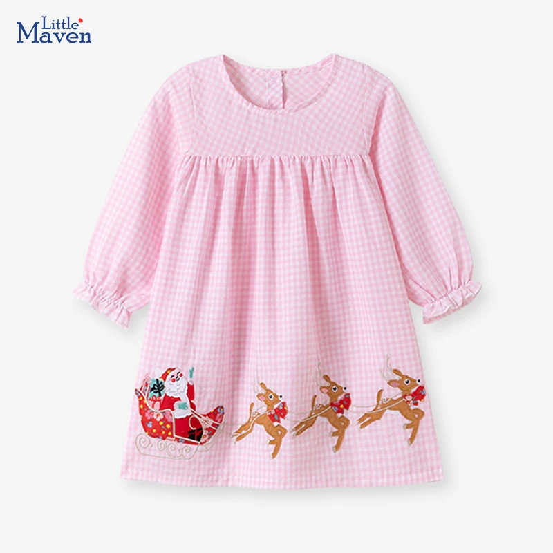 Little Maven Herbst Mädchen Party Kleid Kinder Elegante Santa Claus Elch Baby Mädchen Langarm Kleid Winter Weihnachten Kostüm