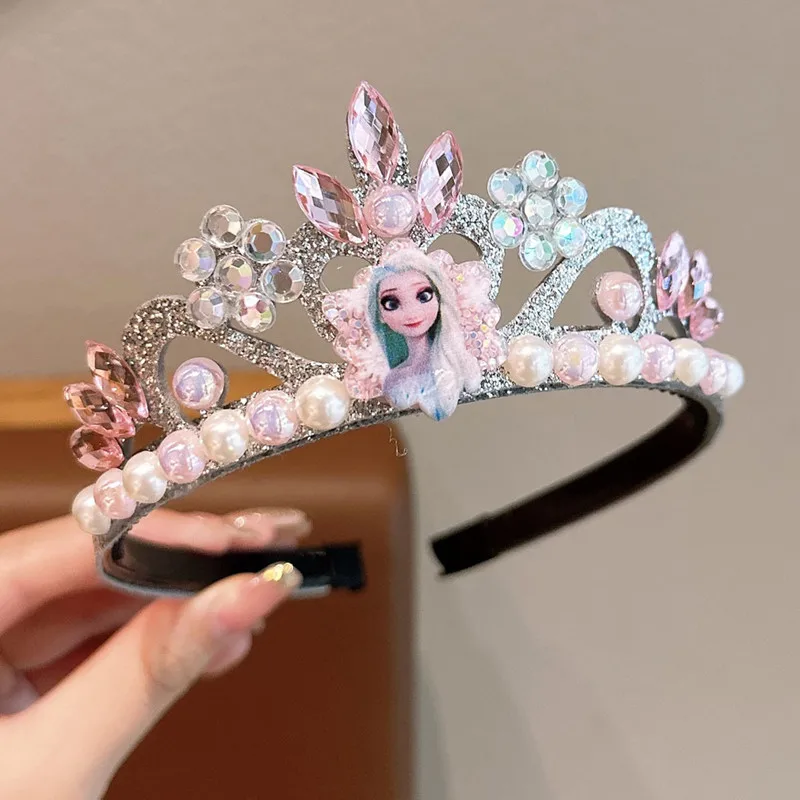 Couronne de princesse Elsa pour enfants, bande de sauna pour filles, accessoires pour cheveux Disney, accessoires de robe, cadeaux Kawaii, Frozen Anime