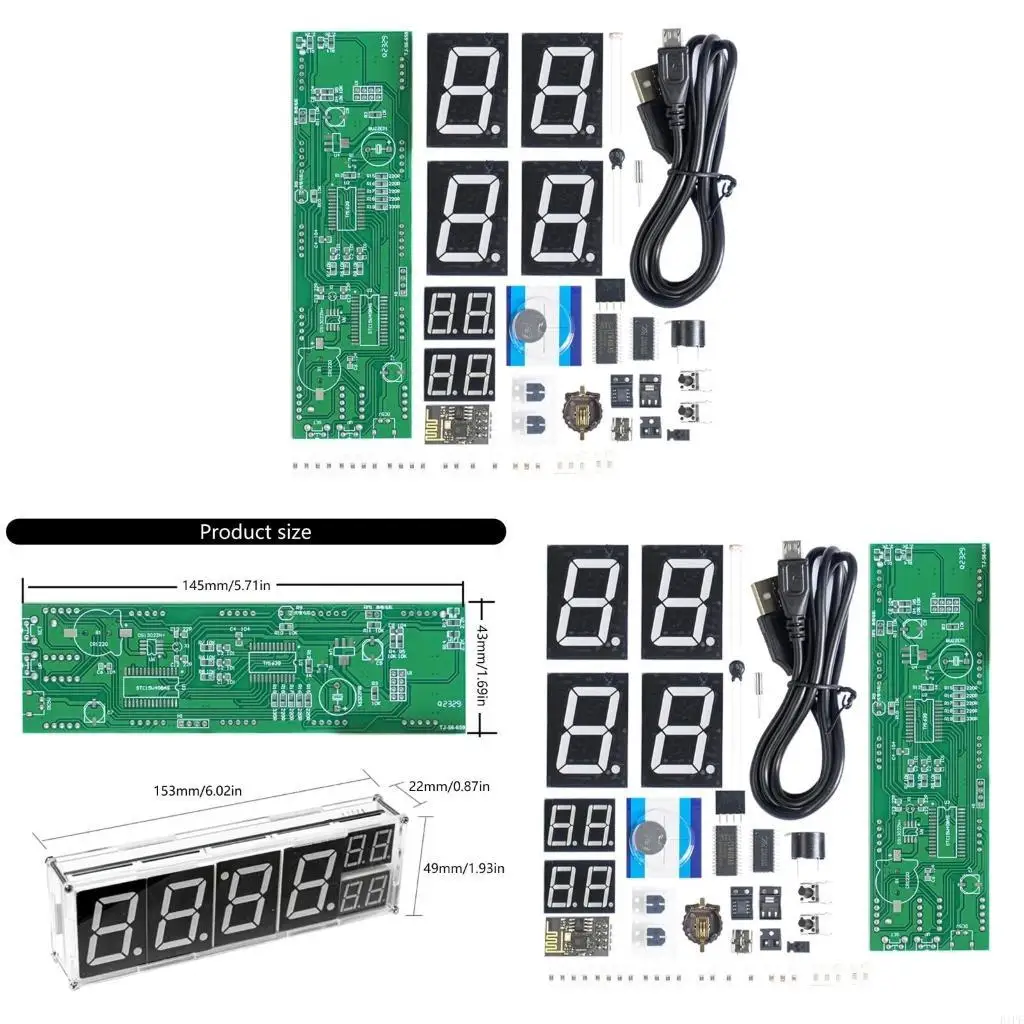 

E1PF Maker Friendly 8 Digit Digital Tube Clock set with Online Connection Option