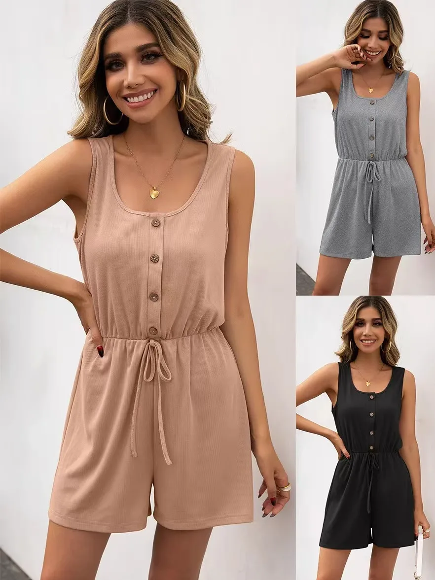 

Tag Episode Svel Waist Cinched U Ne Комбинезон с высокой талией рта Брюки из полиэстера Лето Тонкий прямой крой Street Sle