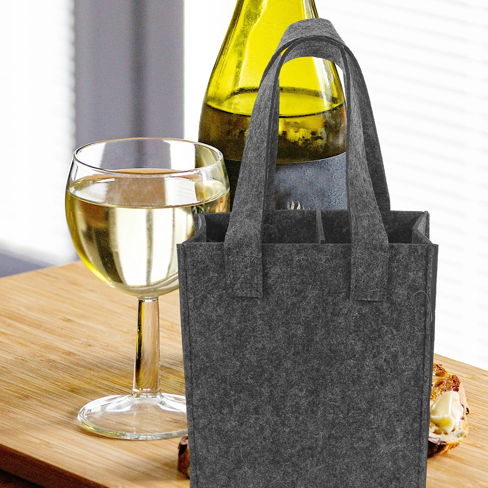 

Stylish Felt Wine Bag Soft Comfortable Touch Practical Use Various Occasions Portable Protective Pouch Wine Bags