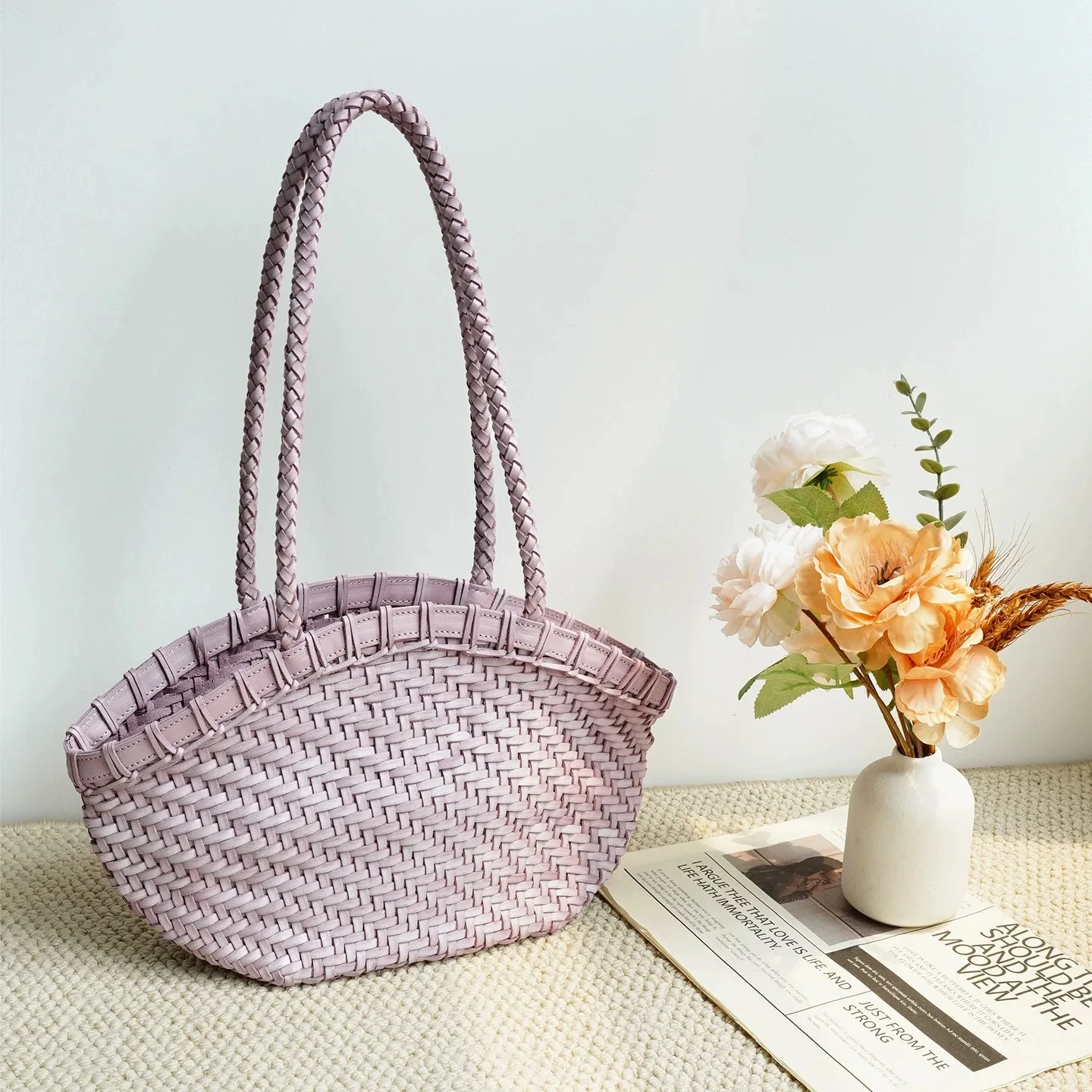 Hand-Woven Leather Tote Bags Women Luxury Designer Handbag And Purse 2026 New In Cowhide With Inner Pocket Underarm Shoulder