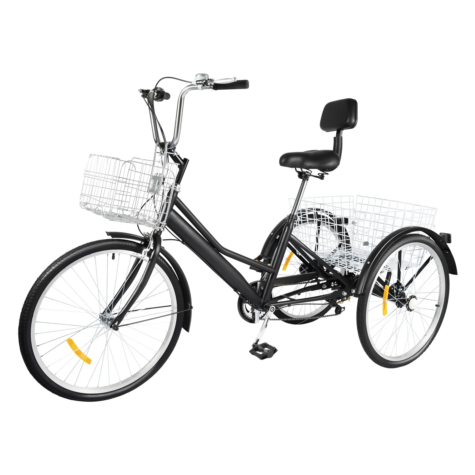 24 inch Tricycle 7 Speed Safe Adult Tricycles 3 Wheel Cruise Bike with Comfort Seat Cushion and Storage Basket