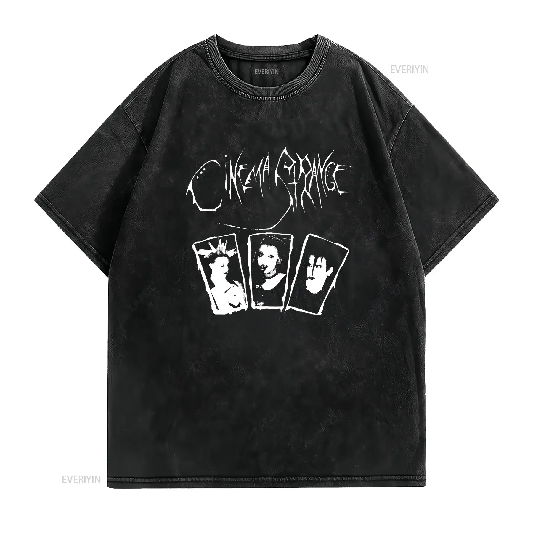 CINEMA STRANGE LADY FIT T SHIRT punk new wave dark gothic goth bauhaus batcave vintage Washed streetwear Versatile Casual Soft