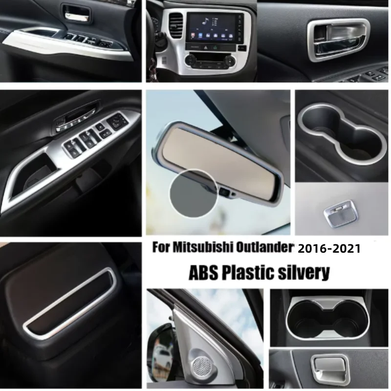 

For Mitsubishi Outlander 2016 - 2021 ABS Matte Car Air Conditioner Vent Armrest Window Glass Lift Switch Steering Wheel Frame