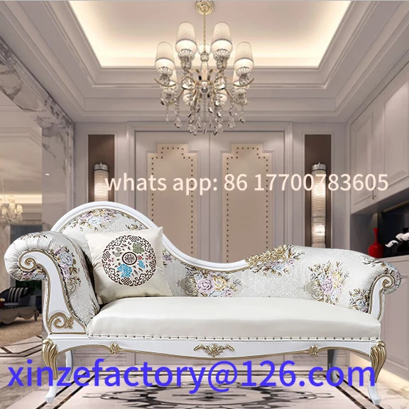 

Customized, European-style concubine couch beauty lying chair, solid wood leather art concubine bedroom neoclassical