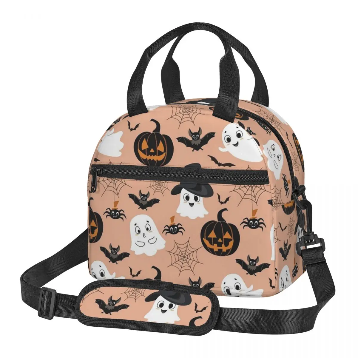 Bolsas de almuerzo de Halloween con calabaza fantasma, caja Bento aislada, bolsa de almuerzo portátil, bolsas de Picnic, bolsa más fresca para mujer, escuela