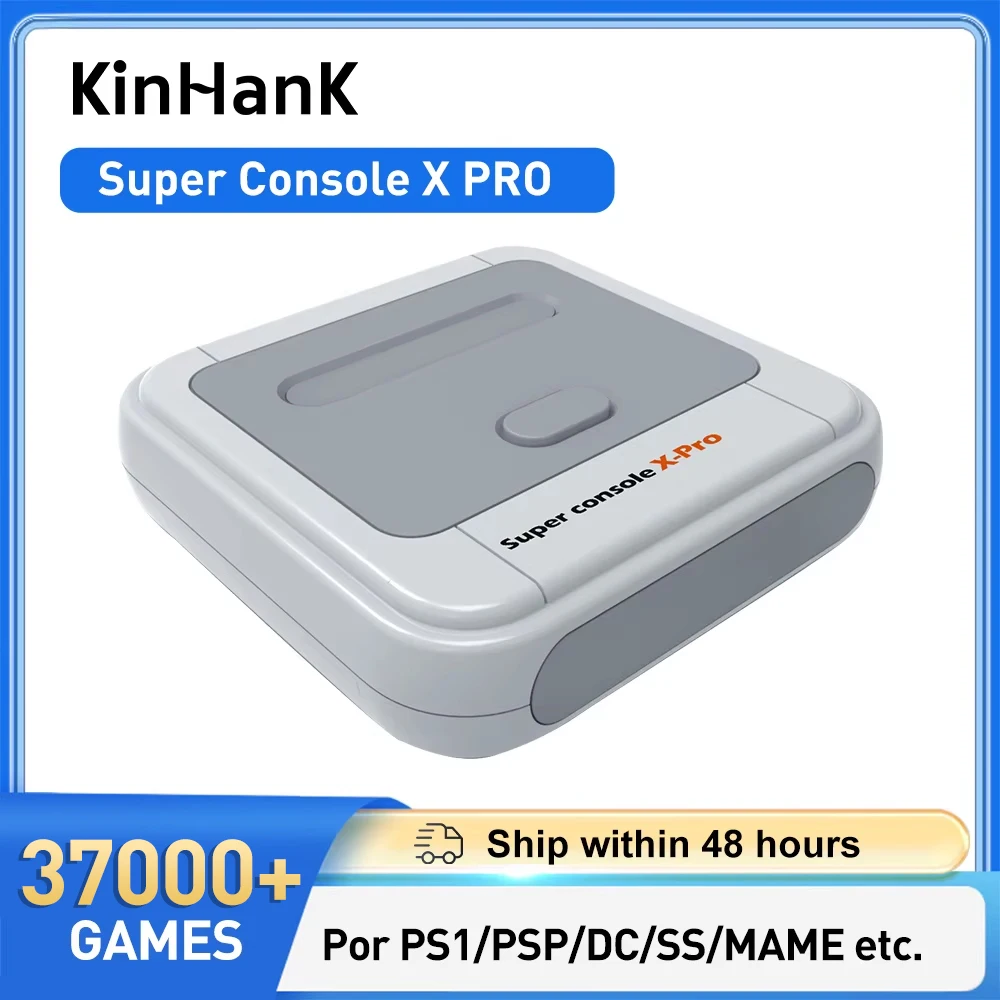 KINHANK 슈퍼 콘솔 X 프로 레트로 비디오 게임 콘솔 50개 이상의 에뮬레이터 37000개 이상의 게임 (PS1/PSP/DC/MAME/아케이드 지원) TV용 플러그 앤 플레이