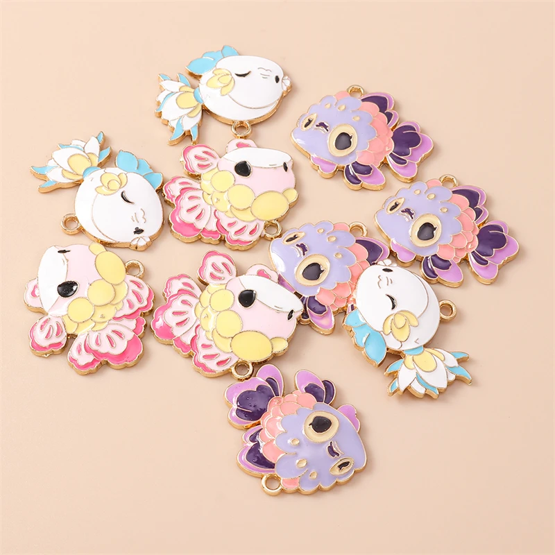 

20pcs Cartoon Enamel Goldfish Charms Pendants for Jewelry Making Necklaces Earrings Bracelets Accessories DIY Crafts Supplies