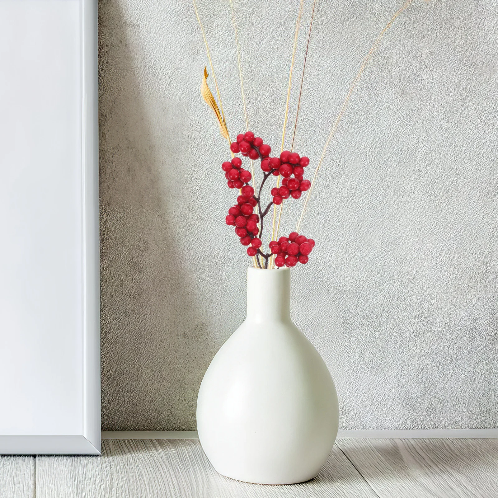 

10PCS Festive Red Simulation Berry Branches Christmas Artificial Pine Stem DIY Tree Decor Ornaments Holiday Plant Decoration