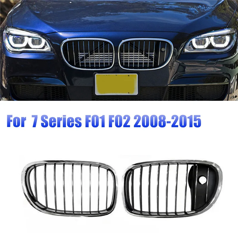 1Pair Front Radiator Kidney Grille 51137295299 51137295300 for 7 Series F01 F02 2008-2015 Mid-Net Grill Trim Cover