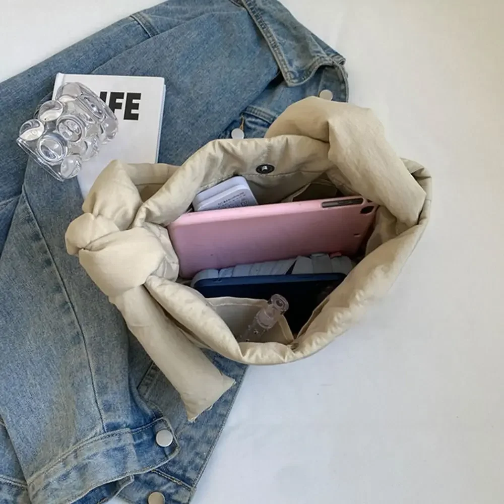 Borse a tracolla in tinta unita Borse sotto le ascelle imbottite in cotone di grande capacità Borse trapuntate leggere per donne e ragazze