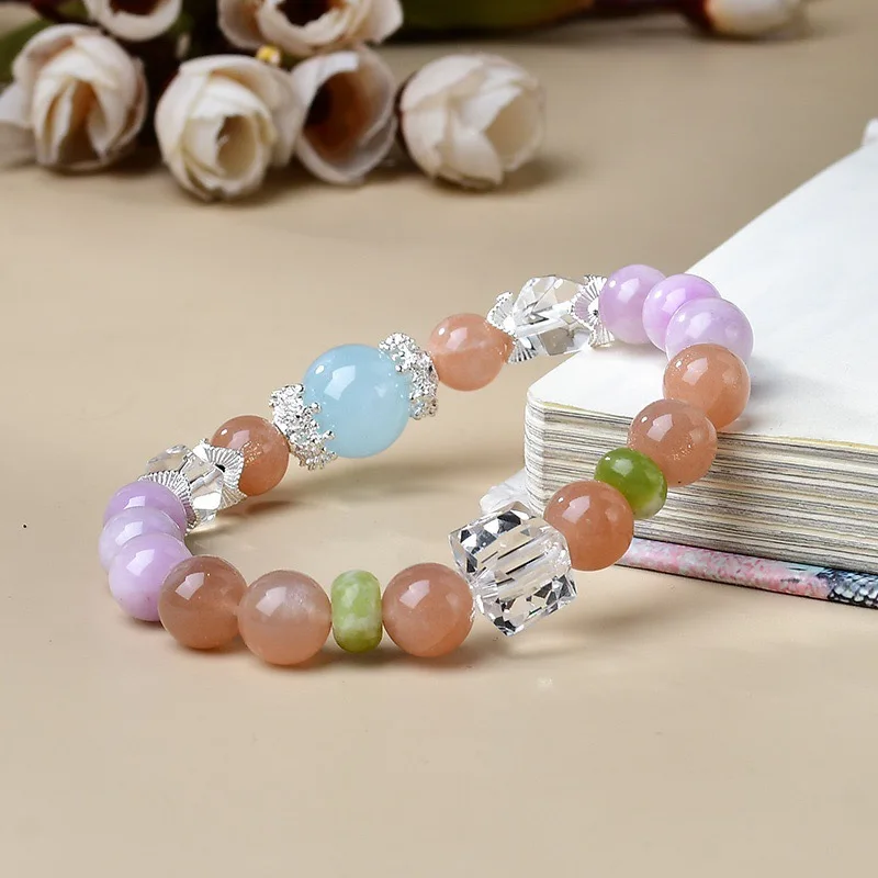 

Purple Lithium Bright Orange Moonlight Aquamarine Bracelet Women's Light Luxury Fashion Lucky Bracelet, Gift
