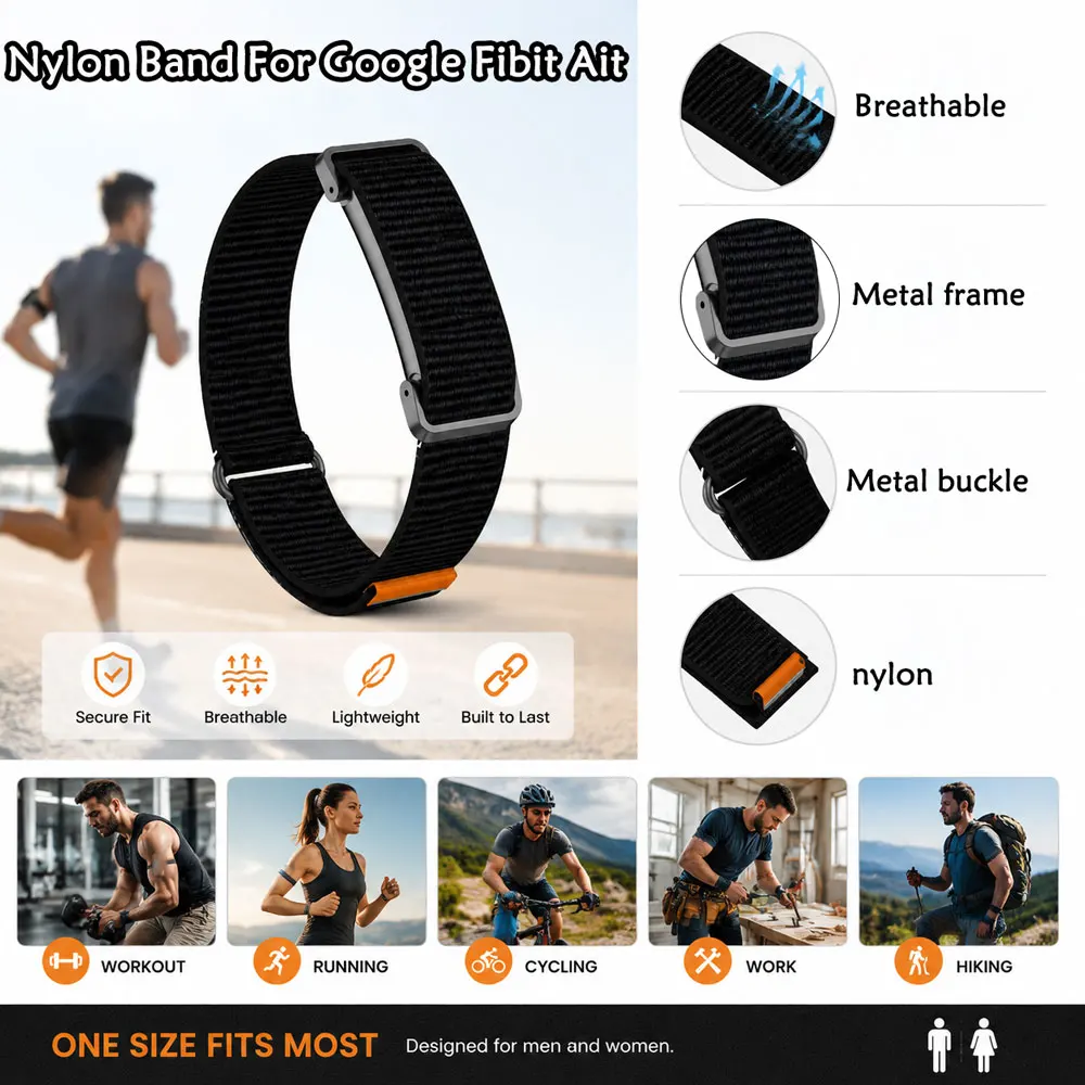 Nylonband für Google Fitbit Air, Unisex, weich und leicht, atmungsaktiv, Ersatzband für Fitness-Tracker für Google Fitbit Air