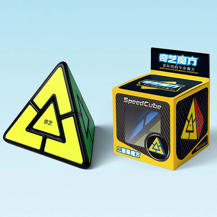 QiYi Duo Pyramind 2x2 Dziwny kształt Piramida Magiczna kostka 2x2x2 Puzzle edukacyjne Cubo Magico Zabawki Urodziny Prezenty świąteczne