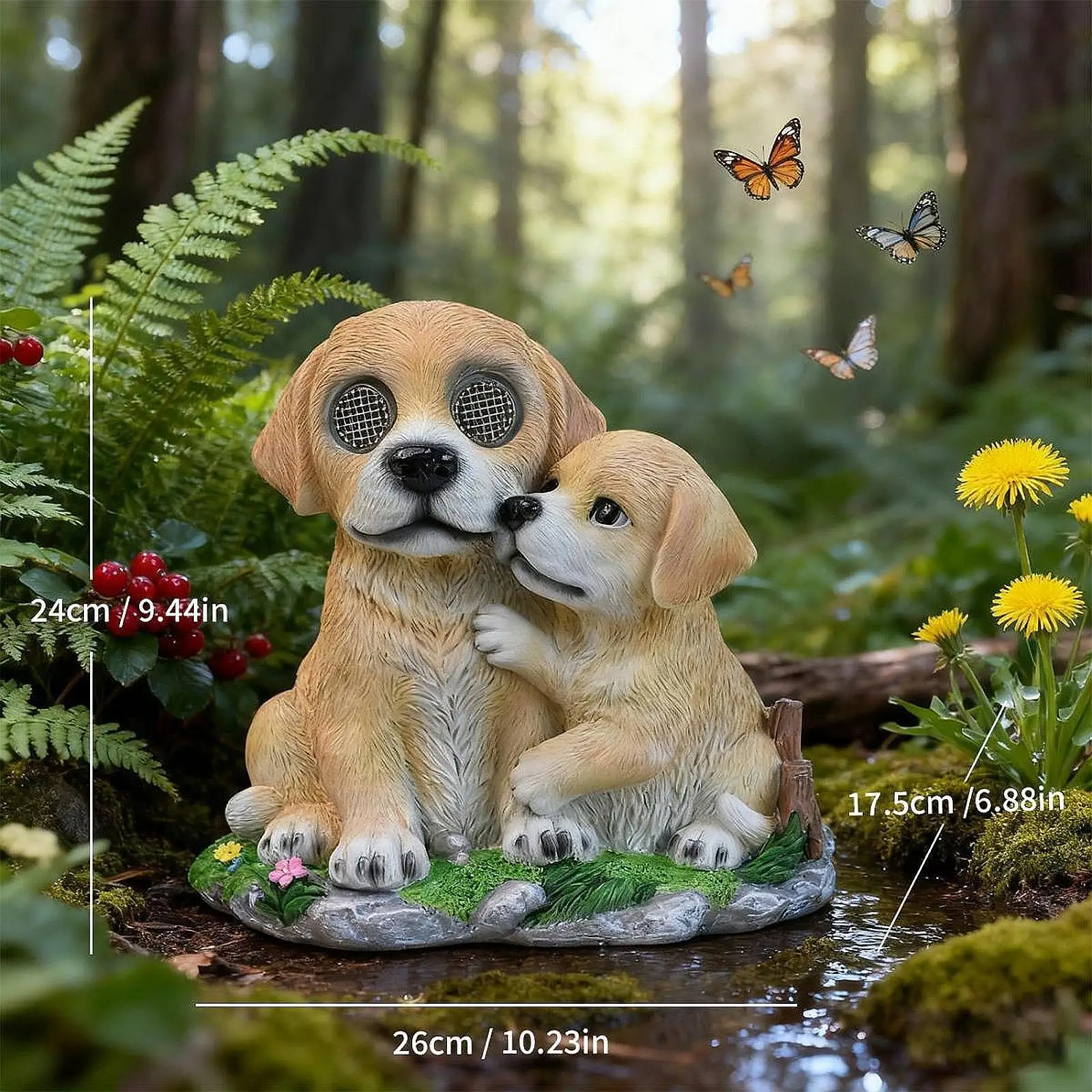 

Садовая собака, статуя солнечного света, скульптура из смолы, уличный декор с реалистичным механизмом глаз для сада