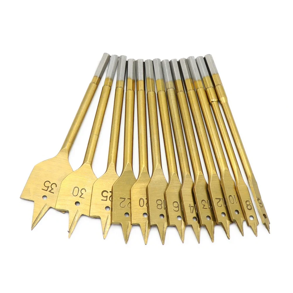 

13Piece/Set Woodworking Flat Drill Bits Set With Wooden Case Flat Spade Drill Bits For Wood Drilling Opening Holes