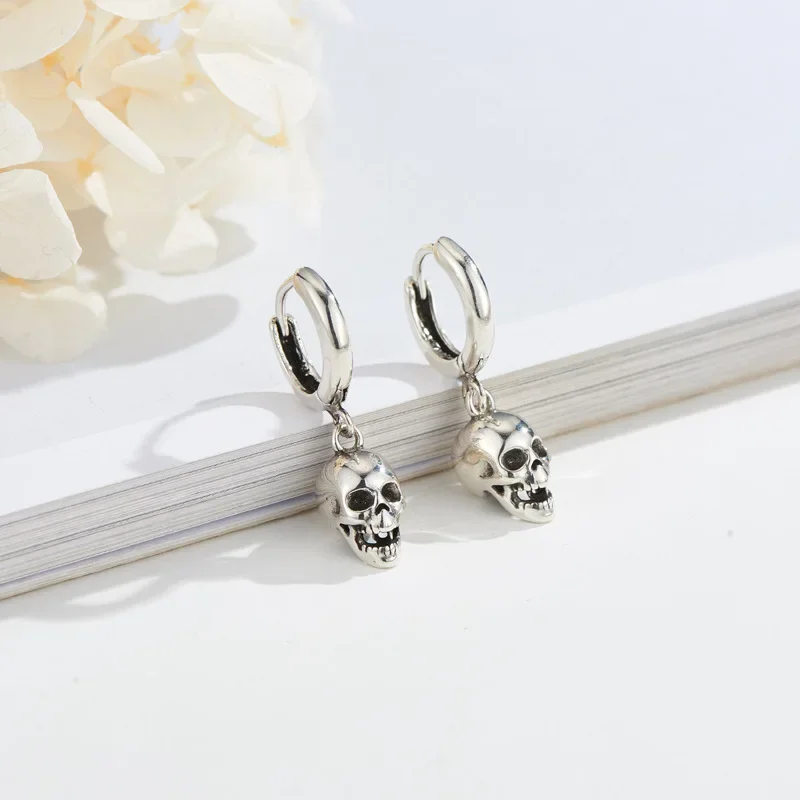 

925 Sterling Silver Earrings skull drop Earring Creative Hot Sexy Jewelry For Women Gift Customized