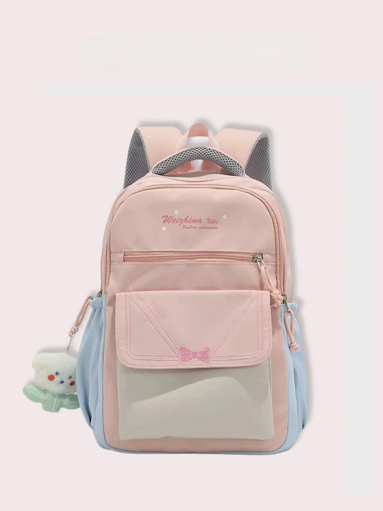 Mochila escolar clnoe kenok para mulheres, bolsa de ombro dupla de grande capacidade para viagem, mochila ultraleve