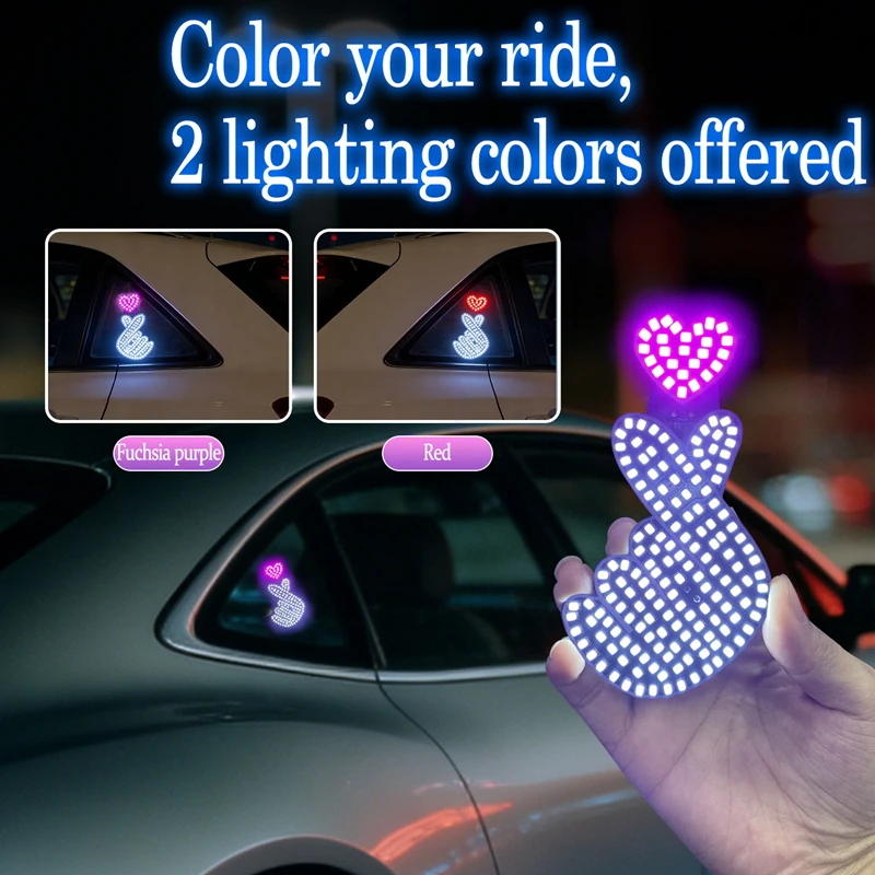 

Love Lamp Car Triangle Window Car Lighting USB Creative Neon Lighting Atmosphere Light Jumping Flash Design Easy Installation