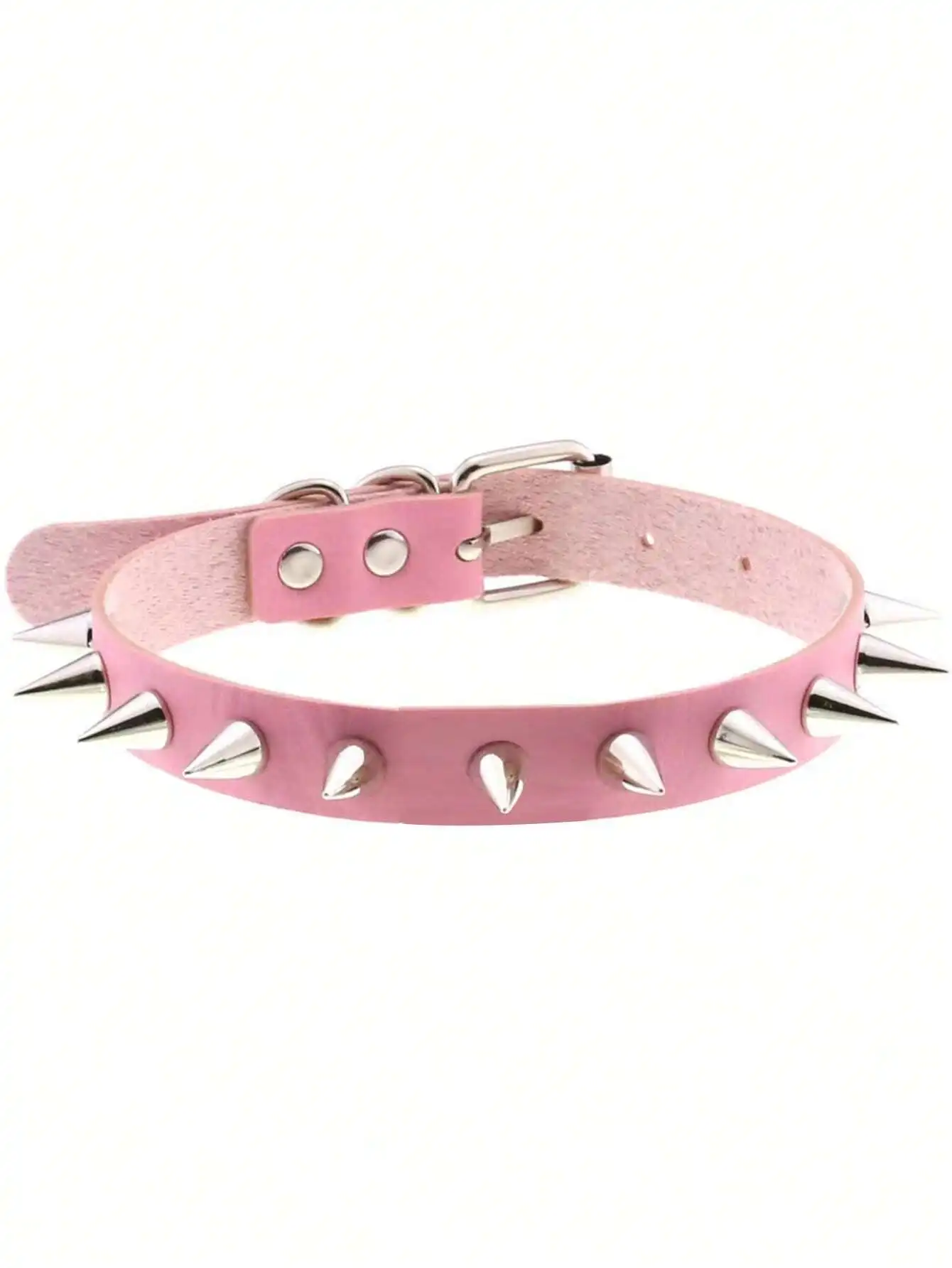 Damen-Gürtel, Punk, Gothic, sexy, schwarz/rosa/weiß/lila, mit Stacheln, aus Kunstleder, Y2K-Halskette, geeignet für Damen, für Partys. – Detail 5