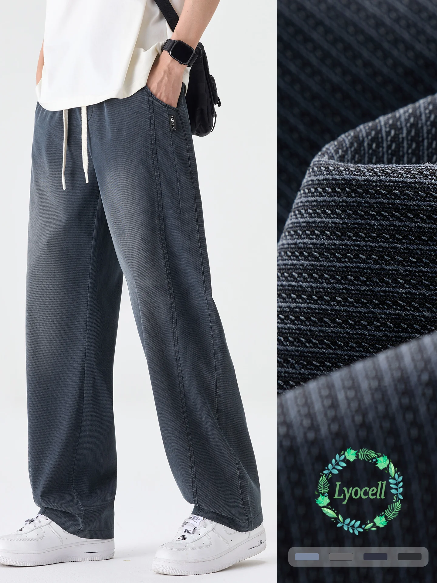 

High Quality Brand Clothing Summer Lyocell Fabric Men's Jeans Elastic Waist Breathe Loose Straight Thin Trousers Plus Size M-5XL