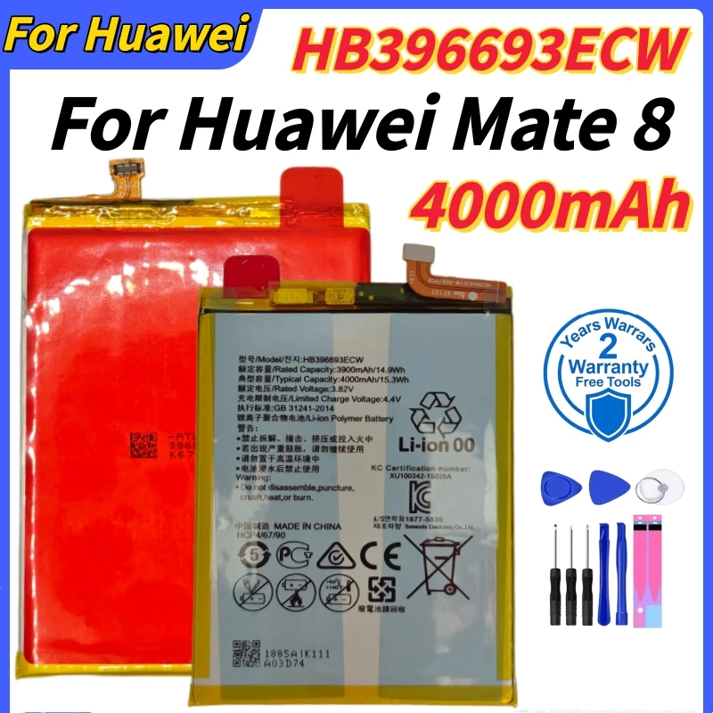 

Fast Shipping Phone Battery 4000mAh HB396693ECW For Huawei Mate 8NXT-AL10 NXT-TL00 NXT-CL00 NXT-DL00 Replacement batteries Tools