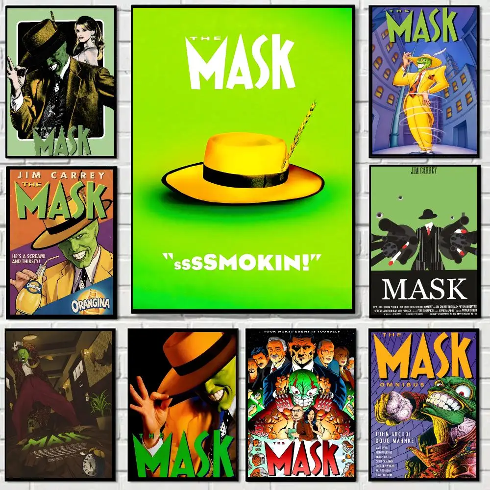 The Mask Movie Retro Comedy Poster Self-adhesive Decal Living Room Bedroom Party Bar Decor Moisture-proof Fade-resistant