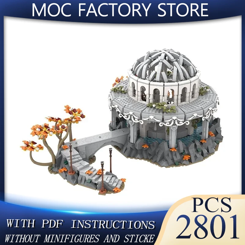 

Magical Rings Moc Building Blocks Movie Scene White Council Model Castle Bricks DIY Assembly Village Street View Toys Gifts